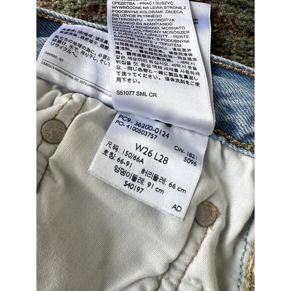 Levis Light Wash 501s. Button Closure 26X28" Small Stain - Picture 4 of 6